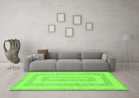 Machine Washable Abstract Green Modern Rug, wshabs1497grn