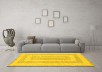 Machine Washable Abstract Yellow Modern Rug, wshabs1497yw