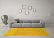 Machine Washable Abstract Yellow Modern Rug in a Living Room, wshabs1498yw