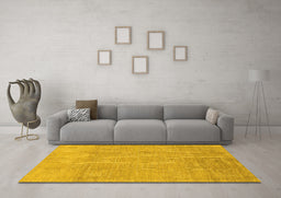 Machine Washable Abstract Yellow Modern Rug in a Living Room, wshabs1498yw