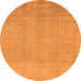 Round Machine Washable Abstract Orange Modern Area Rugs, wshabs1498org