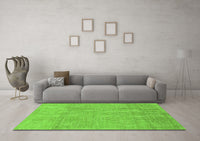 Machine Washable Abstract Green Modern Rug, wshabs1498grn