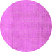 Round Machine Washable Abstract Purple Modern Area Rugs, wshabs1498pur