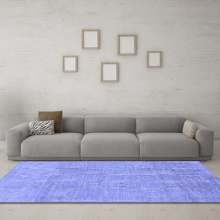Machine Washable Abstract Blue Modern Rug in a Living Room, wshabs1498blu