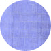 Round Abstract Blue Modern Rug, abs1498blu