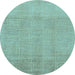 Round Machine Washable Abstract Light Blue Modern Rug, wshabs1498lblu