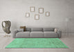 Machine Washable Abstract Turquoise Modern Area Rugs in a Living Room,, wshabs1498turq