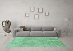 Machine Washable Abstract Turquoise Modern Area Rugs in a Living Room,, wshabs1498turq