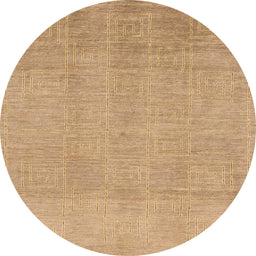 Round Abstract Bronze Brown Modern Rug, abs1498