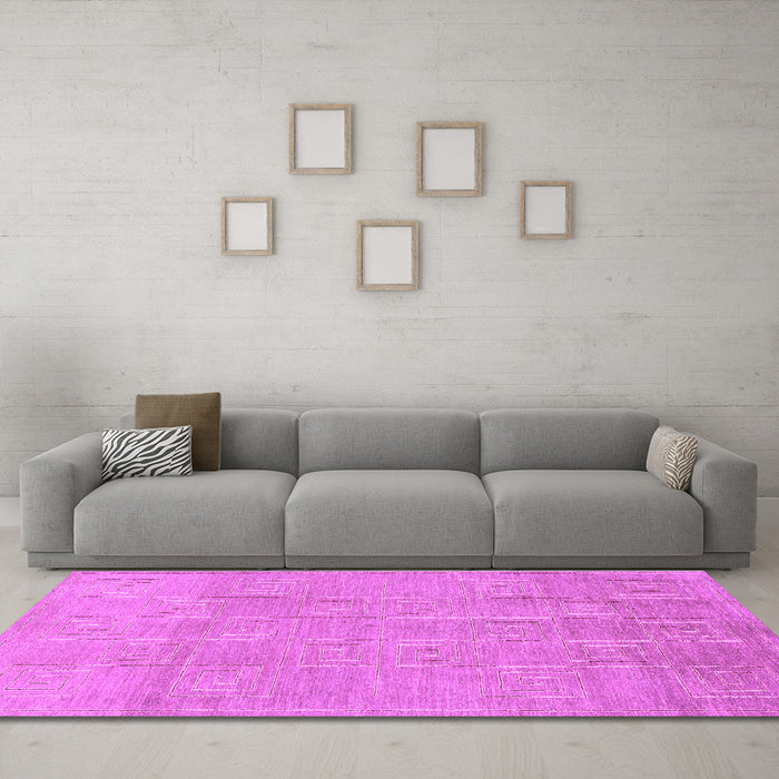 Machine Washable Abstract Purple Modern Area Rugs in a Living Room, wshabs1498pur