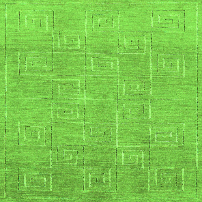 Square Machine Washable Abstract Green Modern Area Rugs, wshabs1498grn