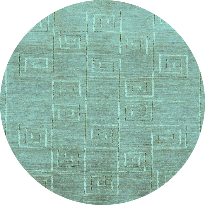 Round Abstract Light Blue Modern Rug, abs1498lblu