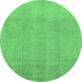 Round Abstract Emerald Green Modern Rug, abs1498emgrn