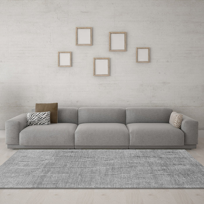 Machine Washable Abstract Gray Modern Rug in a Living Room,, wshabs1498gry