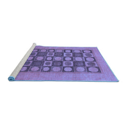 Sideview of Machine Washable Checkered Blue Modern Rug, wshabs1499blu