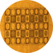 Round Machine Washable Checkered Yellow Modern Rug, wshabs1499yw