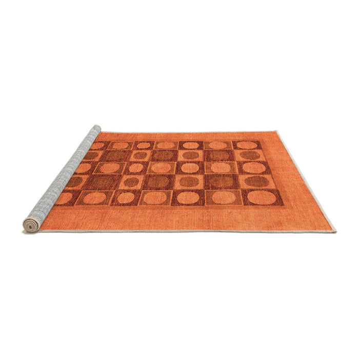 Sideview of Machine Washable Checkered Orange Modern Area Rugs, wshabs1499org