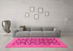 Machine Washable Checkered Pink Modern Rug in a Living Room, wshabs1499pnk