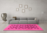 Machine Washable Checkered Pink Modern Rug, wshabs1499pnk