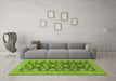 Machine Washable Checkered Green Modern Area Rugs in a Living Room,, wshabs1499grn