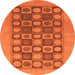 Round Machine Washable Checkered Orange Modern Area Rugs, wshabs1499org