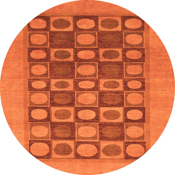 Round Checkered Orange Modern Rug, abs1499org