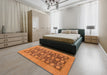 Abstract Red Checkered Rug in a Bedroom, abs1499