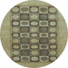 Round Checkered Light Blue Modern Rug, abs1499lblu