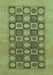 Machine Washable Checkered Turquoise Modern Area Rugs, wshabs1499turq