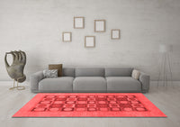 Machine Washable Checkered Red Modern Rug, wshabs1499red