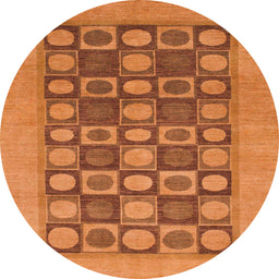 Round Abstract Red Checkered Rug, abs1499