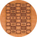 Round Abstract Red Checkered Rug, abs1499