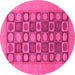 Round Checkered Pink Modern Rug, abs1499pnk