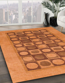 Machine Washable Abstract Red Rug in a Family Room, wshabs1499
