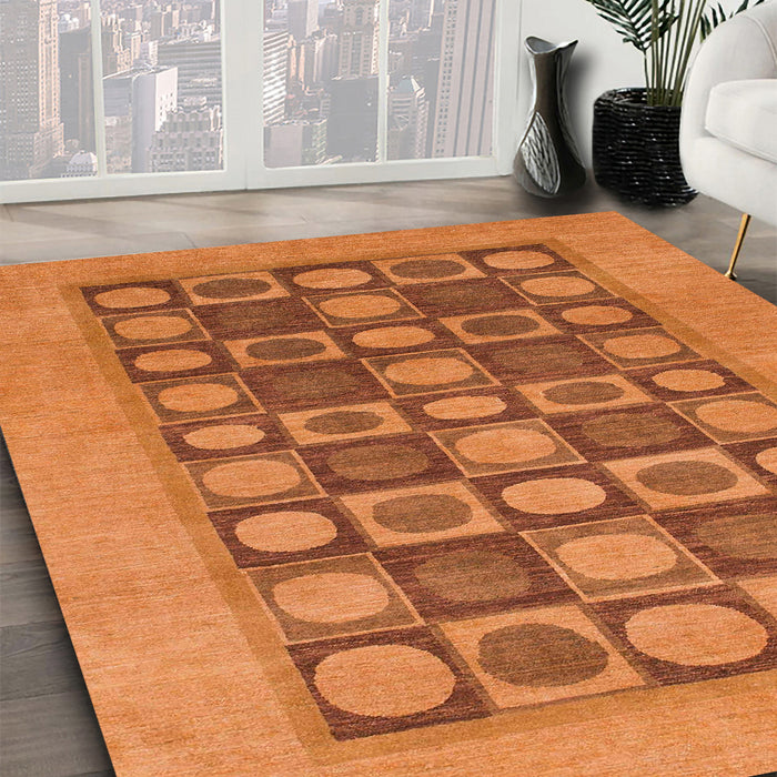 Machine Washable Abstract Red Rug in a Family Room, wshabs1499