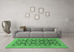 Machine Washable Checkered Emerald Green Modern Area Rugs in a Living Room,, wshabs1499emgrn