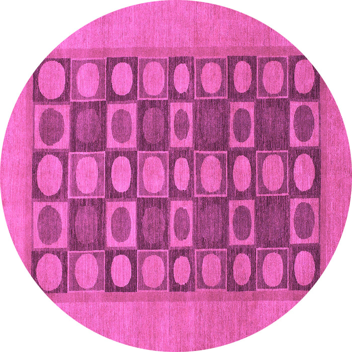 Round Machine Washable Checkered Purple Modern Area Rugs, wshabs1499pur