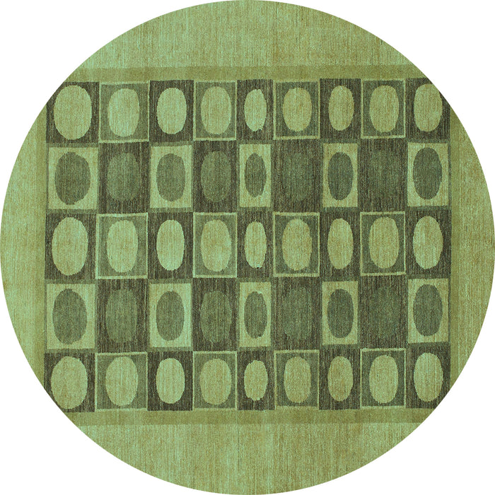 Round Machine Washable Checkered Turquoise Modern Area Rugs, wshabs1499turq