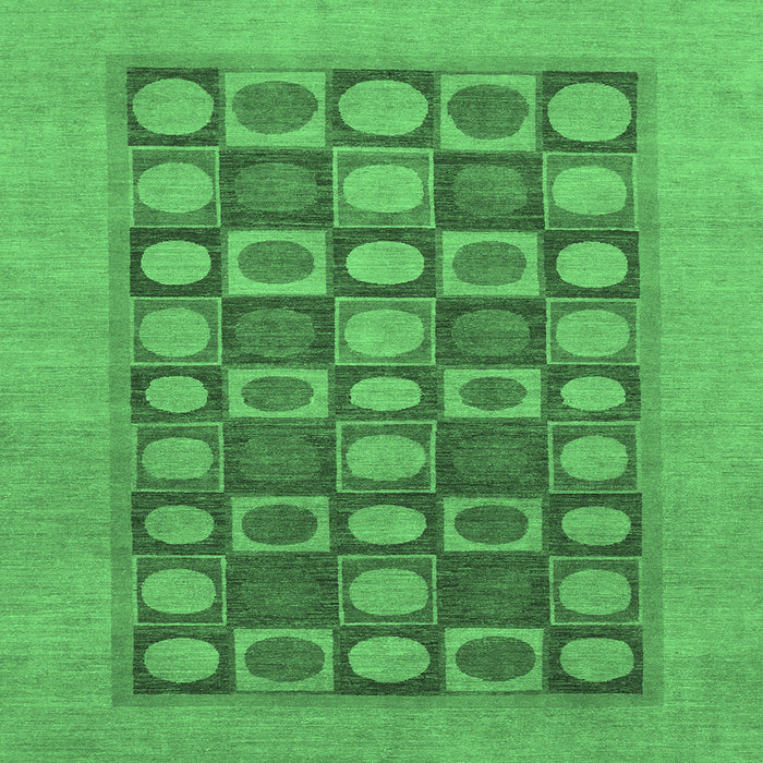 Square Machine Washable Checkered Emerald Green Modern Area Rugs, wshabs1499emgrn
