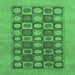 Square Machine Washable Checkered Emerald Green Modern Area Rugs, wshabs1499emgrn