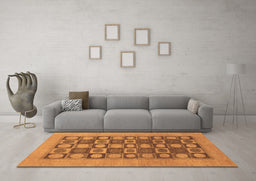 Machine Washable Checkered Brown Modern Rug in a Living Room,, wshabs1499brn
