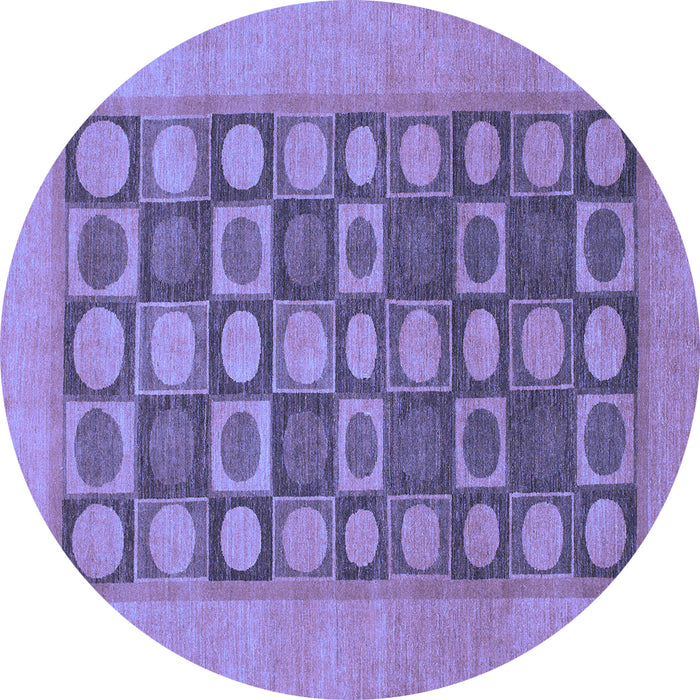 Round Machine Washable Checkered Blue Modern Rug, wshabs1499blu