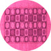 Round Machine Washable Checkered Pink Modern Rug, wshabs1499pnk