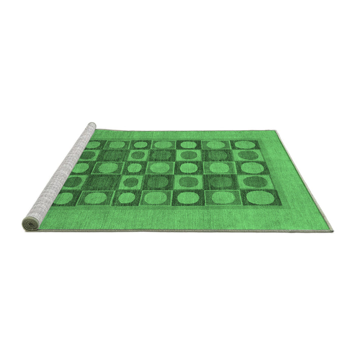 Sideview of Machine Washable Checkered Emerald Green Modern Area Rugs, wshabs1499emgrn