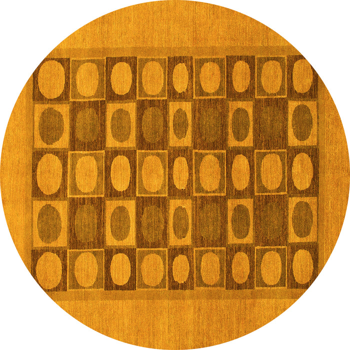 Round Checkered Yellow Modern Rug, abs1499yw