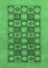 Machine Washable Checkered Emerald Green Modern Area Rugs, wshabs1499emgrn