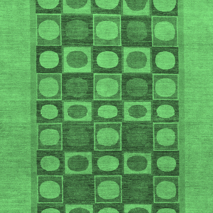Machine Washable Checkered Emerald Green Modern Area Rugs, wshabs1499emgrn