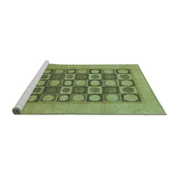 Sideview of Machine Washable Checkered Turquoise Modern Area Rugs, wshabs1499turq