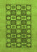 Machine Washable Checkered Green Modern Area Rugs, wshabs1499grn