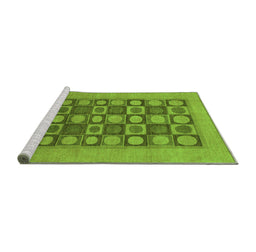Sideview of Machine Washable Checkered Green Modern Area Rugs, wshabs1499grn